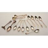 A set of six silver teaspoons, hallmarks for Birmingham 1911-12, with etched foliate detail to stem,