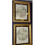 WITHDRAWN - A pair of 19th century giltwood framed maps of Northern and Southern Hemisphere,