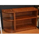 A walnut open bookcase, with single shelf, 77cm high x 82cm wide x 36cm deep,