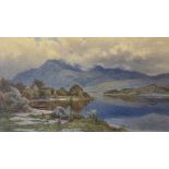 F MacCulloch (19th Century) 'Lake within Mountain Landscape' Watercolour,