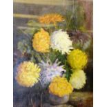 J Stevenson 'Dahlias' Oil on canvas, signed and dated 1934 lower right,