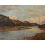 Charles Andrew Sellar RSW (Scottish 1855-1926) 'Lake Landscape' Oil on board, signed lower right,