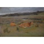 Sydney Lee ARA (1866-1949) 'Cows in Field' Oil on board, unsigned,