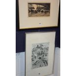 Nikos Hadkihyriakos-Ghikas (Greek 1906-1974) 'Greek Townscape' Limited edition signed etching 18/30,