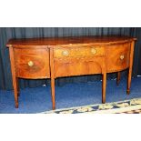 A reproduction George III style mahogany inlaid sideboard, with single drawer above deep drawer,