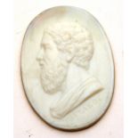 An 18th century vitreous paste profile bust of Pittakos,