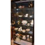 A mixed lot of sundry pottery, wood items and glass, to include Booths chamber pot,