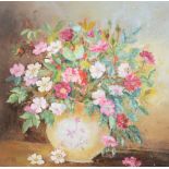 Marjorie Wilson (Contemporary) 'Old Roses Still Life' Oil on board, signed lower right,