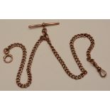 A 9ct gold Albert chain, stamped 375 to clasp, 40cm long,