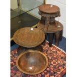Two African tribal style carved wood stools,