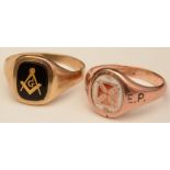 A 9ct gold Masonic signet ring,