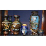 A mixed lot of Chinese cloisonne vases,
