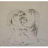 John Bellany CBE RA HRSA (Scottish 1942-2013) 'Three Faces' Limited edition signed etching 24/50,