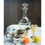 Alastair W Thomson (Scottish Contemporary) 'George III Silver Sauceboat' Still life oil on canvas