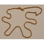 A 9ct gold twist link chain, stamped 375 Italy to the clasp, 20cm long (fastened), 5.