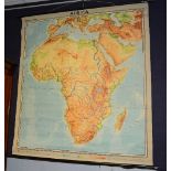 A large scroll map of Africa, on canvas backing,