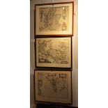 Three vintage framed maps,