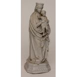 A Victorian Bisc porcelain figure group of Madonna with Child,