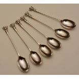 A set of six silver thistle teaspoons, hallmarks for Edinburgh 1967 SK Productions (Scotland) Ltd,