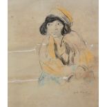 Jacob Kramer (1892-1962) 'Portrait of a Lady' Pastel, signed and dated 1915 lower right,