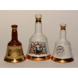 Three Wade Bell's scotch whisky decanters with contents,