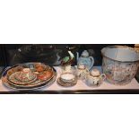 A mixed lot of Japanese and Chinese pottery, to include Imari charger,