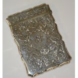 A silver card case, with hallmarks for Birmingham, makers marks 'CC',