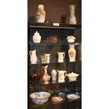 A collection of miscellaneous ceramics, to include mottled glass vase,
