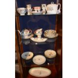 A mixed lot of pottery dinner wares, to include two Clarice Cliff for Wilkinson plates,
