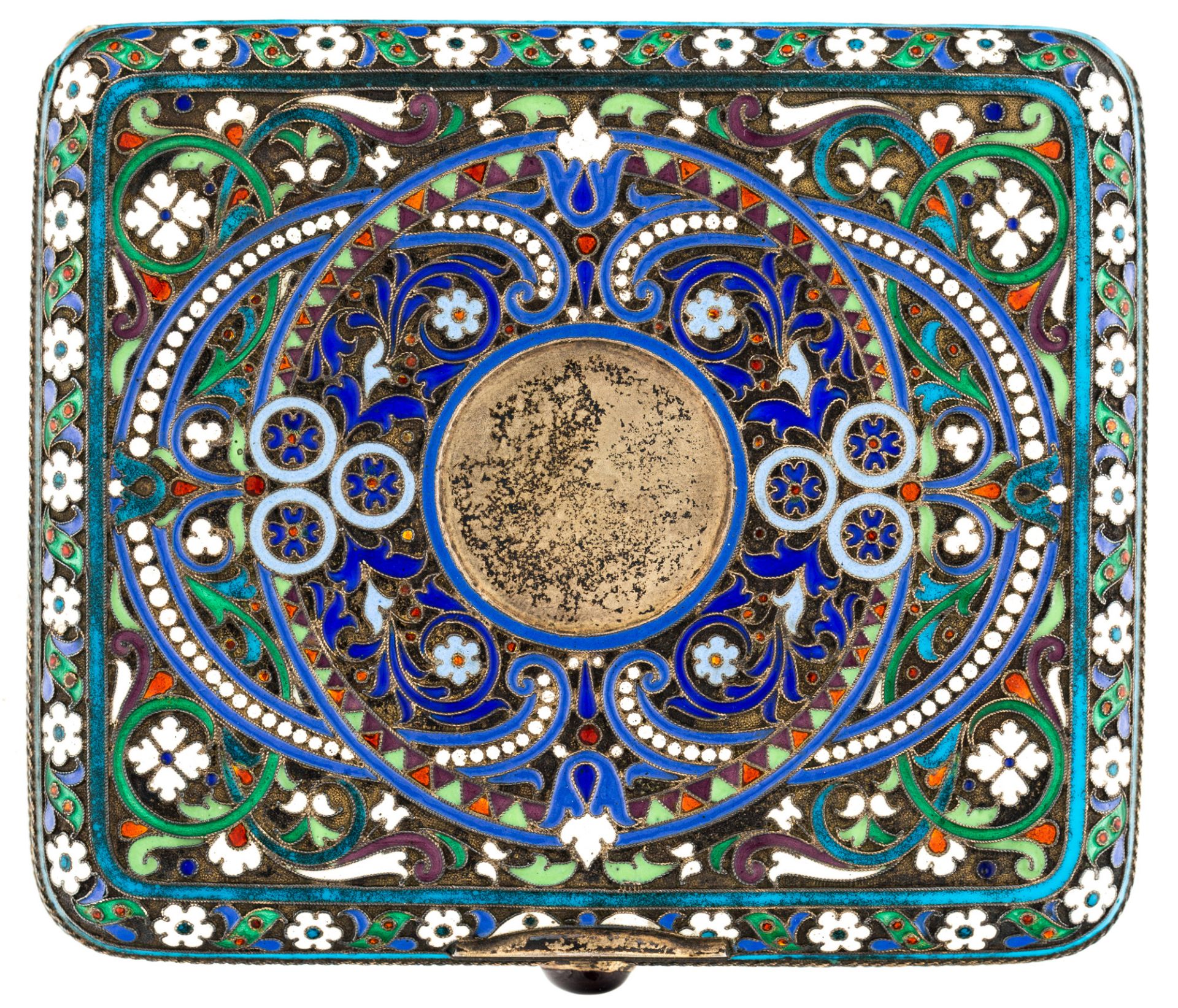 RUSSIAN GILT SILVER AND ENAMEL CIGARETTE CASE, NEMIROV-KOLODKIN, MOSCOW, 1899-1908 - Bild 5 aus 6