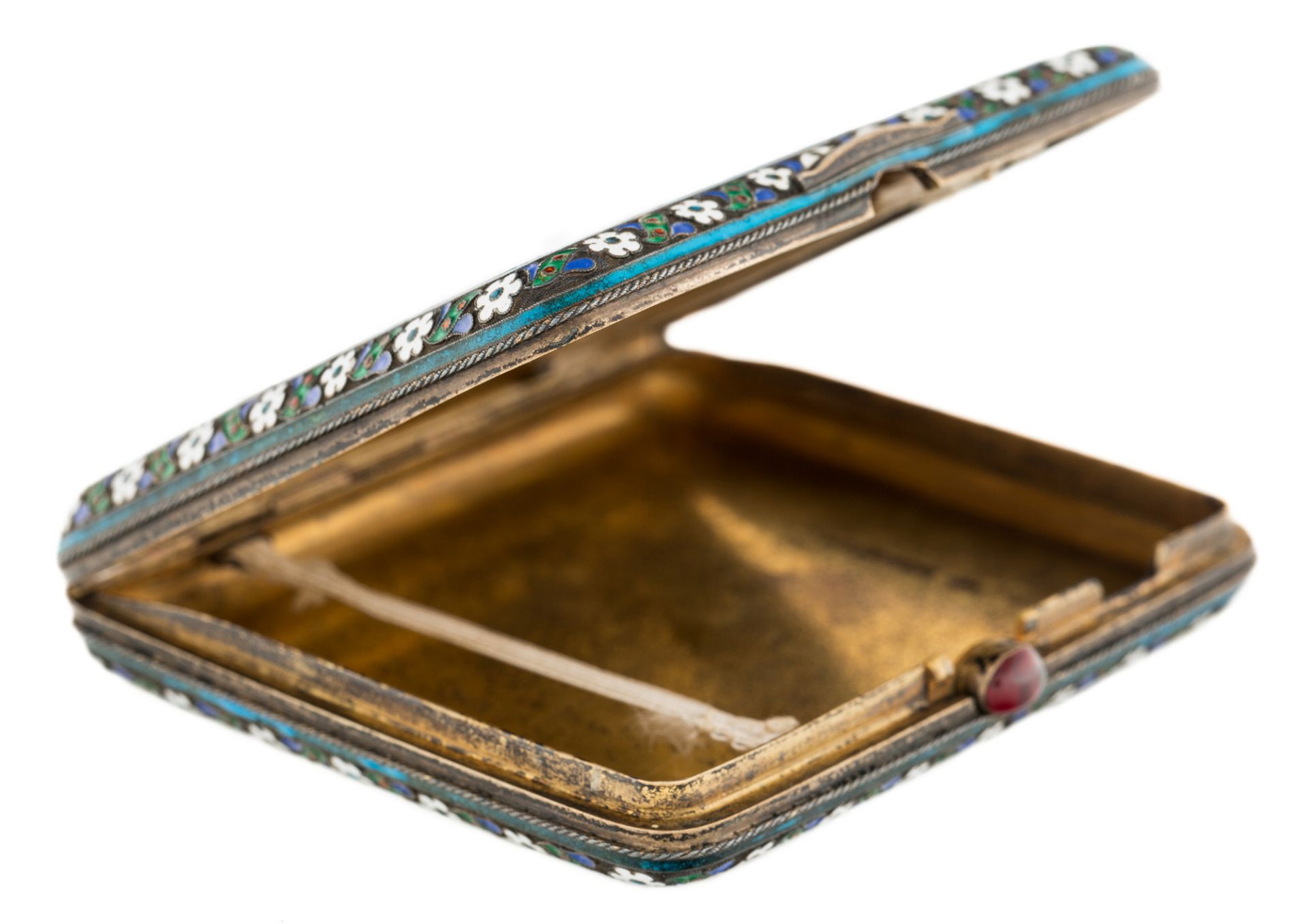 RUSSIAN GILT SILVER AND ENAMEL CIGARETTE CASE, NEMIROV-KOLODKIN, MOSCOW, 1899-1908 - Bild 2 aus 6