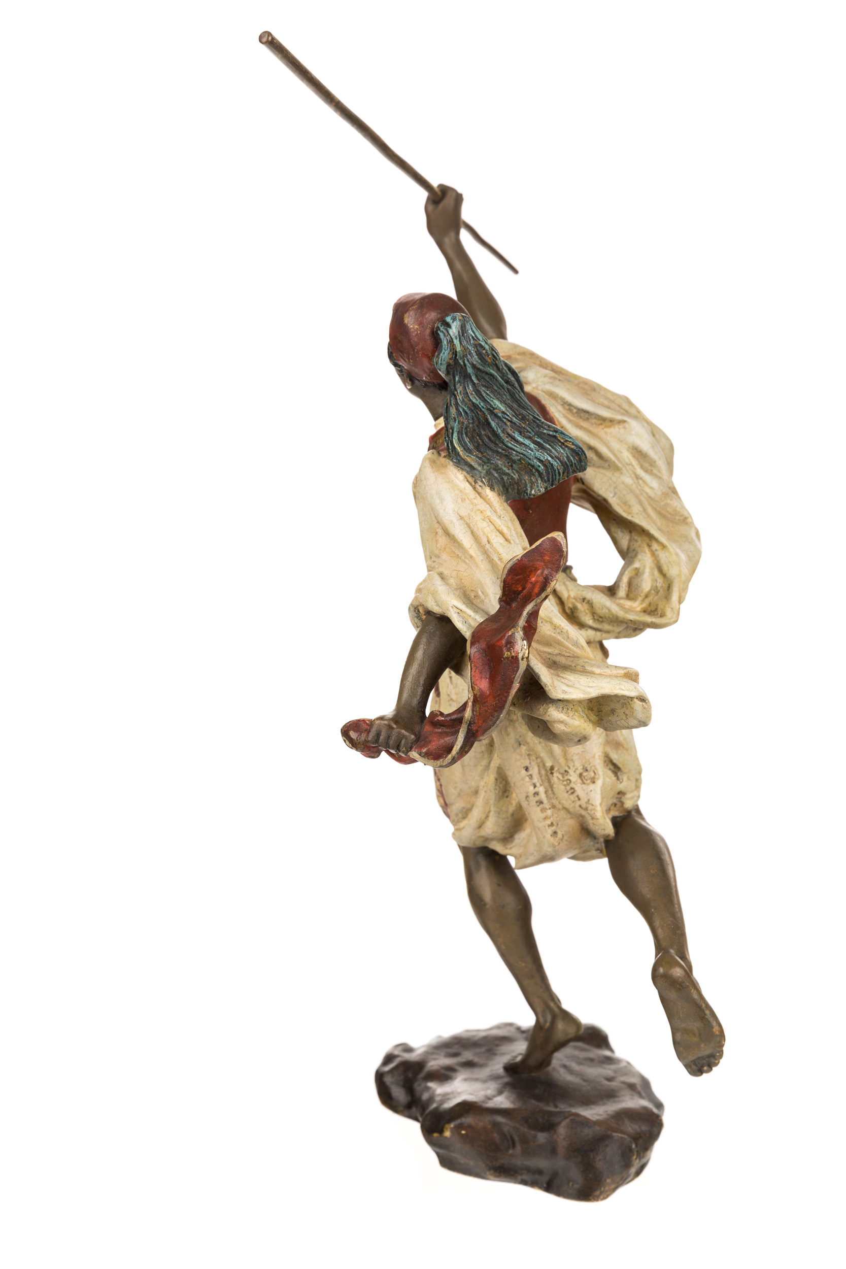 A COLD-PATINATED BRONZE FIGURE OF A RUNNING MOORISH SOLDIER, FRANZ BERGMANN, VIENNA, CIRCA 1900 - Image 2 of 3