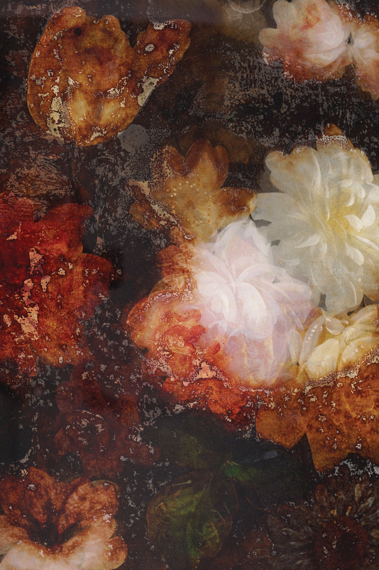 English School, nineteenth-century Still-Life of Flowers Oval painting behind glass Enclosed in a - Image 3 of 4