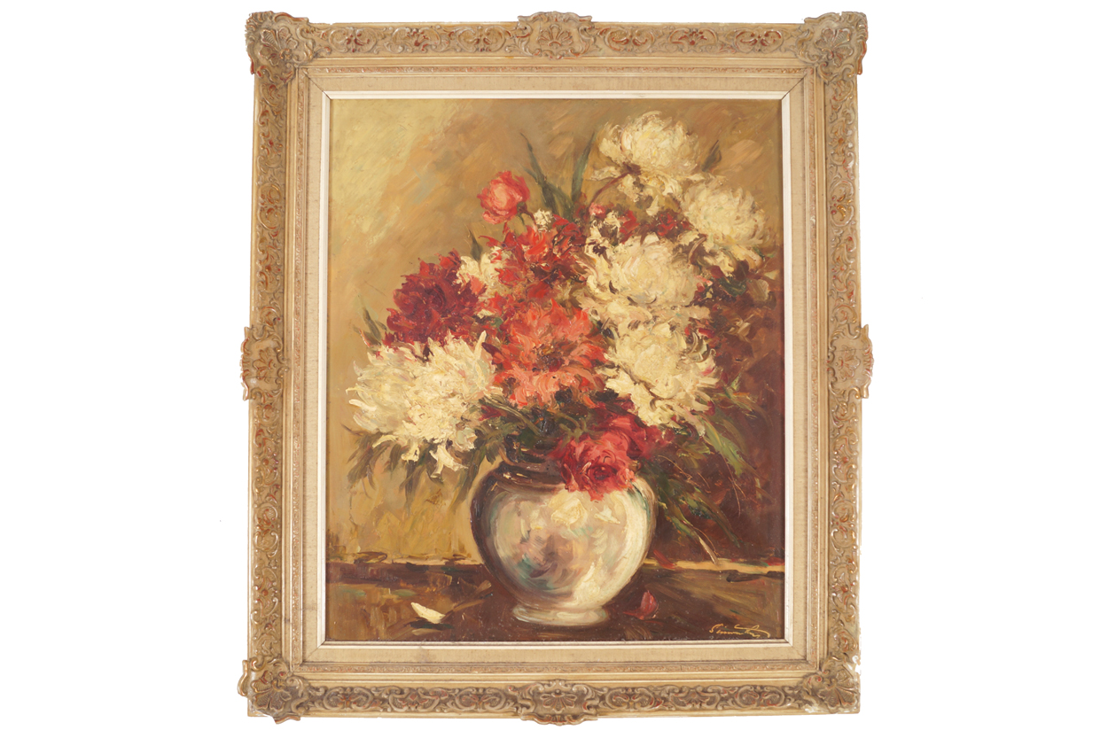Continental School, early twentieth-century Still life of flowers in a vase Enclosed in a parcel