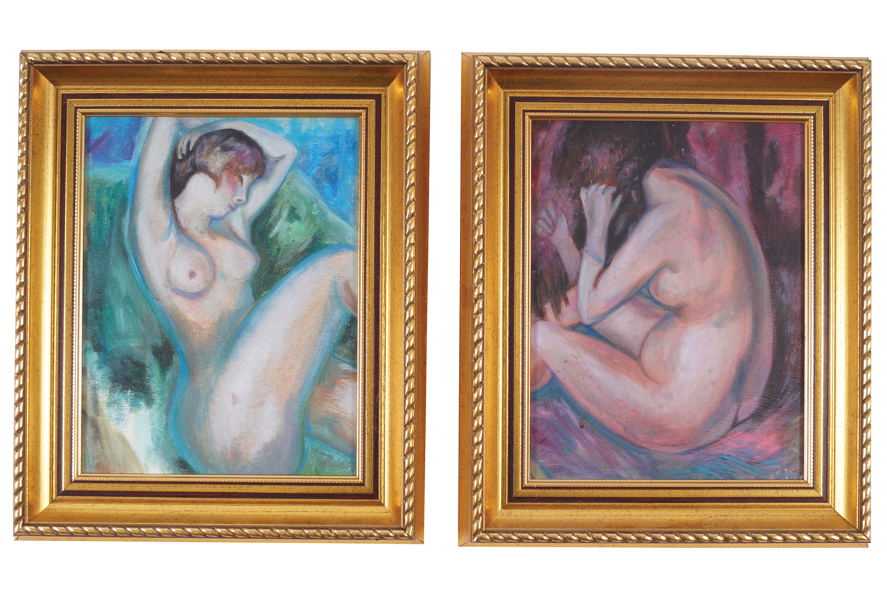 In the manner of Roderick O'Conor, 1860-1940Female nude study Female nude study Each oil on board