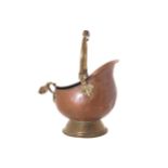 Copper and brass coal bucket with delft handle  30 cm. high; 28 cm. wide; 36 cm. deepWorldwide