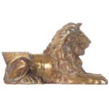 Heavy nineteenth-century brass recumbent lion doorstop  17 cm. high; 25 cm. wideWorldwide shipping