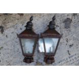 Pair glazed cast iron garden lights  Each 48 cm. highWorldwide shipping available. All queries