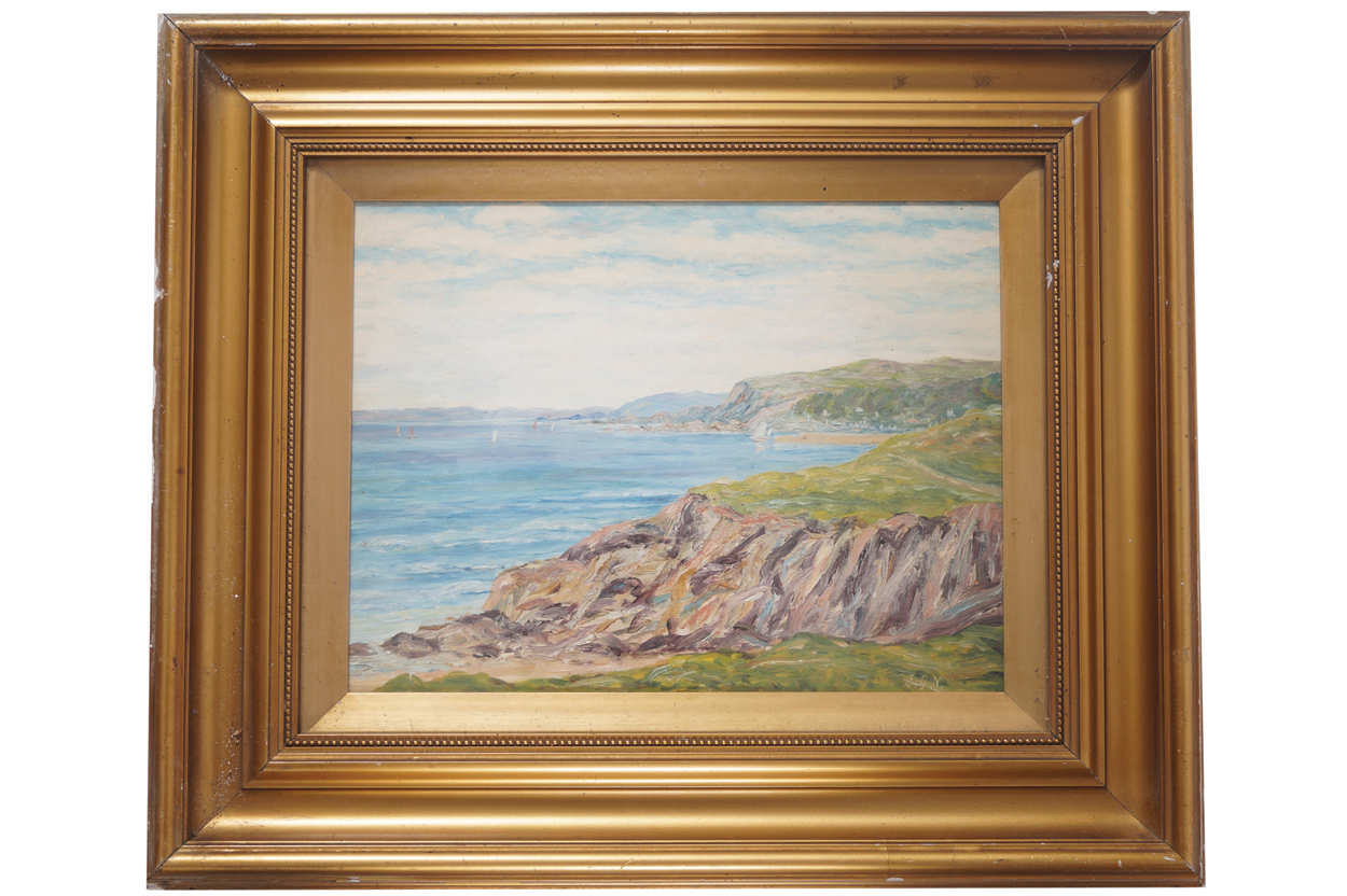 Gordon G. Nash Coastal seascape Signed oil on board  22 x 29 cm.Worldwide shipping available. All