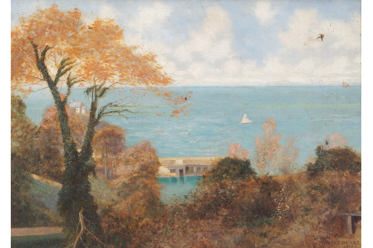 G. T. Hoare Seascape Signed oil on canvas Enclosed in a gilt frame Dated 1904  24 x 34 cm.