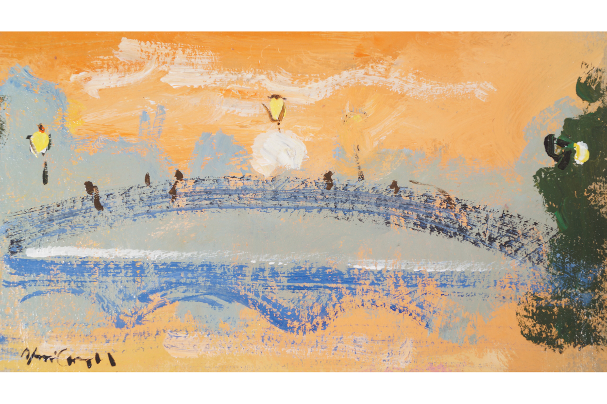 Marie Carroll Ha' Penny Bridge Mixed media on canvas  22 x 39 cm.Worldwide shipping available. All