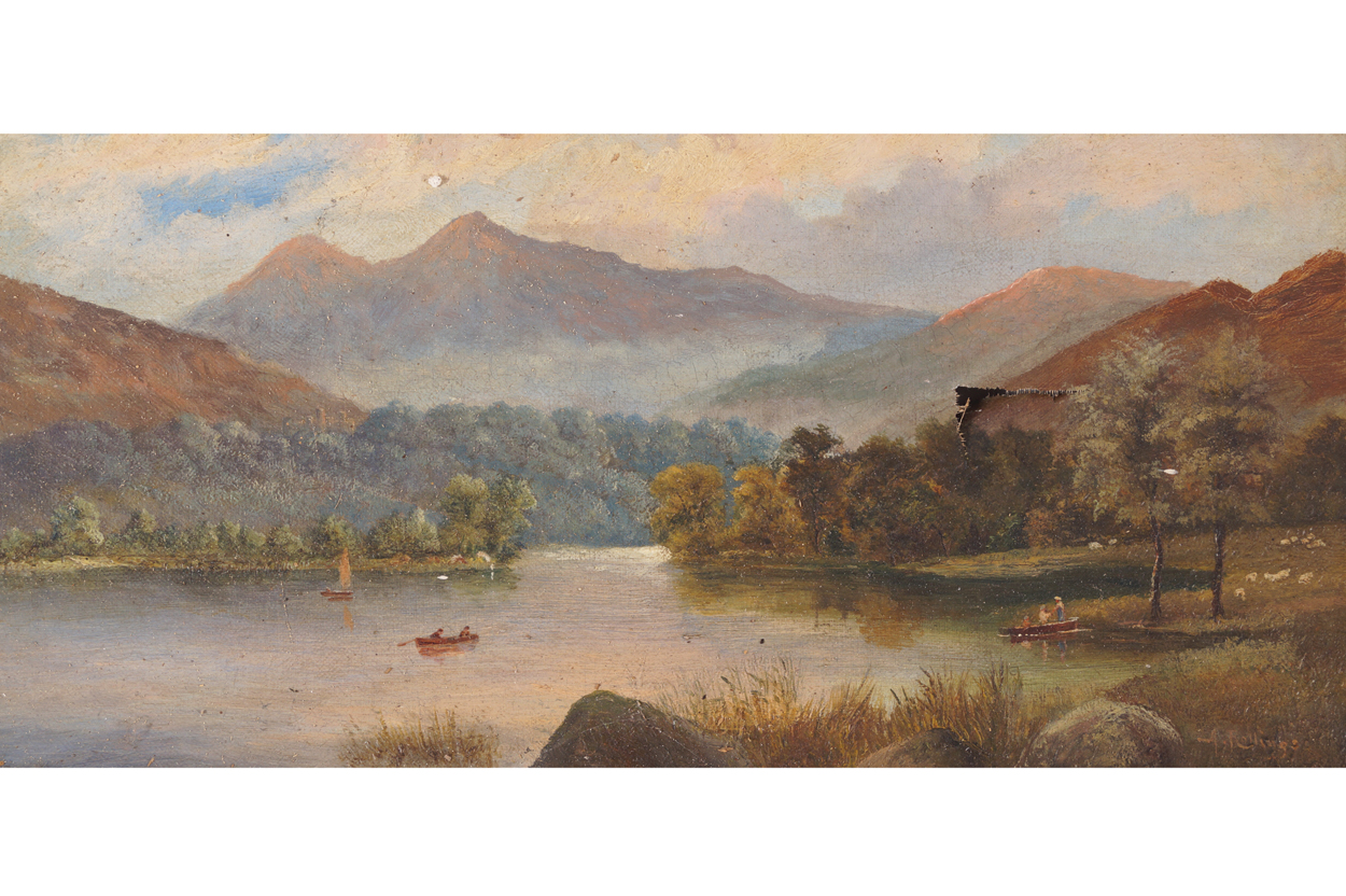 A. Rowlings River landscape Signed oil on canvas Enclosed in a gilt frame  19 x 39 cm.Worldwide - Image 2 of 8