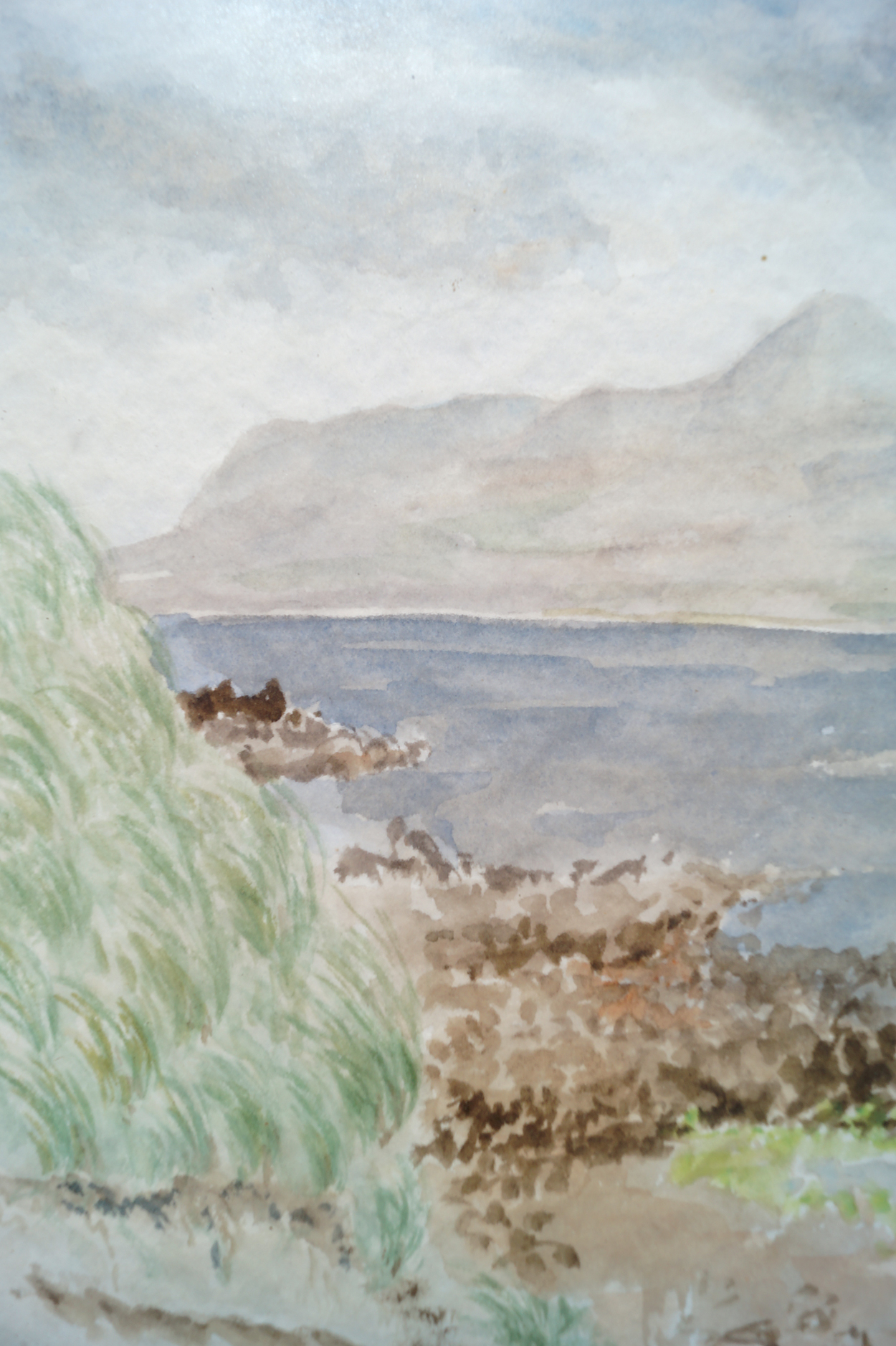 Irish School Croagh Patrick Watercolour Signed with initials R.C.  29 x 38 cm.Worldwide shipping - Image 4 of 5