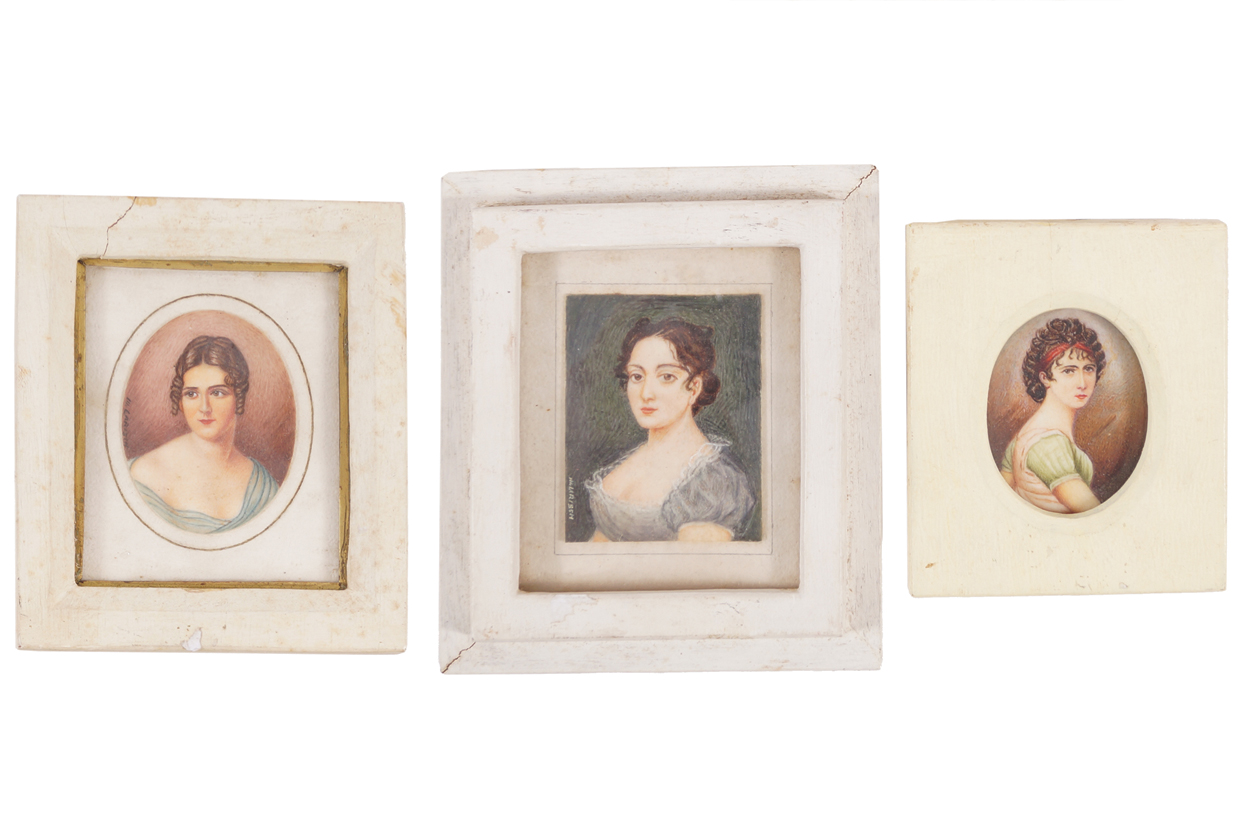 Group of three portrait miniatures  7 cm. high and lowerWorldwide shipping available. All queries