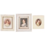 Group of three portrait miniatures  7 cm. high and lowerWorldwide shipping available. All queries