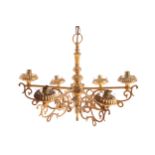 Six branch brass chandelier  40 cm. high; 57 cm. diameterWorldwide shipping available. All queries