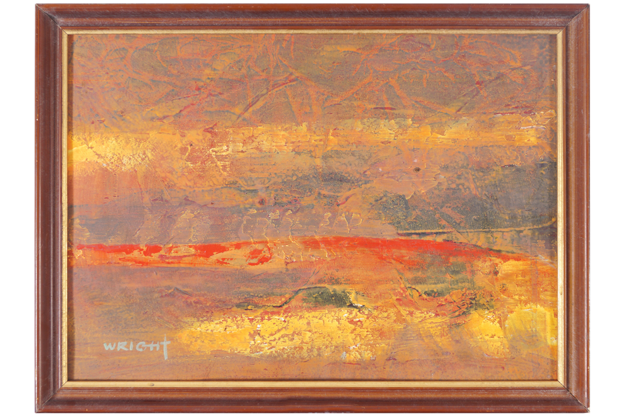 Wright Abstract landscape Signed oil on board  27 x 38 cm.Worldwide shipping available. All - Image 2 of 5