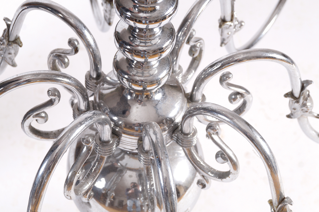 Large eight branch chromed chandelier  66 cm. high; 87 cm. diameterWorldwide shipping available. All - Image 2 of 5