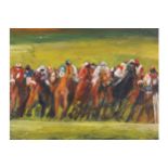 Irish School Horse Racing Oil on canvas  30 x 40 cm.Worldwide shipping available. All queries must