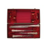 Antique Sheffield Kings pattern silver plated carving set  39 cm. wide; 18 cm. deepWorldwide